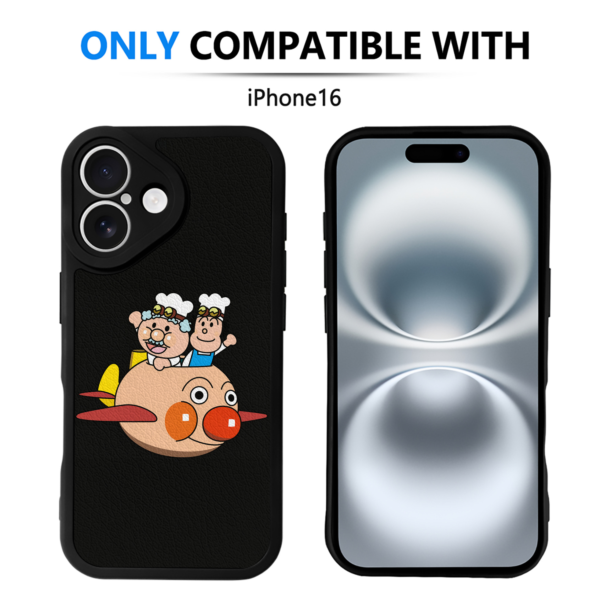 （画像用） アンパンマン Anpanman 【iPhone 16シリーズ対応】シリコンスマホケース（レザー調） 材質：シリコン